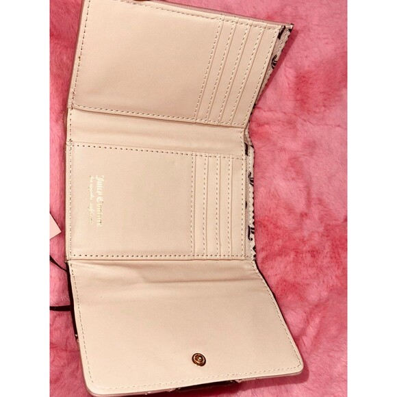 Juicy Couture Velour Brown Pink Retro Embroidered Trifold Wallet NEW - Picture 3 of 6